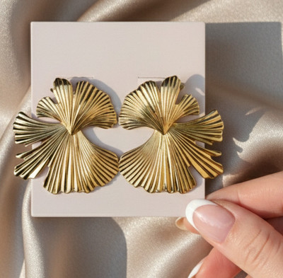 amjewels Gold Plated Leaf Drop Earrings for Women | Korean Design Jewellery Alloy Drops & Danglers