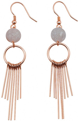 Parth Creation Rose Gold Bead Tassel Dangle Earrings Sterling Silver Drops & Danglers
