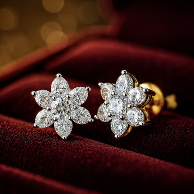 SHI Jewellery American Diamond Earrings for Women & Girls Cubic Zirconia Brass Stud Earring