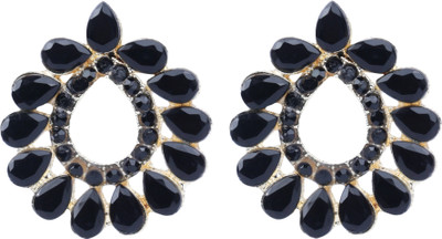 DEGHLAM Alloy Black Earrings stone For Women & Girls Brass Drops & Danglers Cubic Zirconia Alloy Drops & Danglers