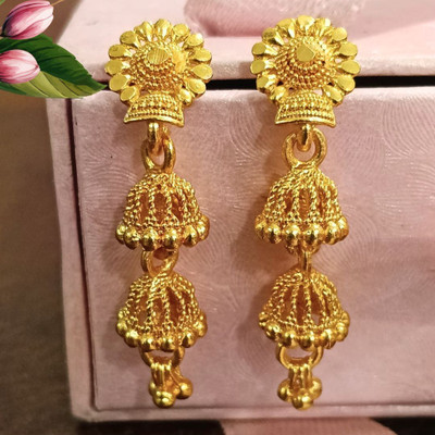 rich & famous Traditional Gold Plated Dangling Jhumka For Women Gold Jhumki Earring