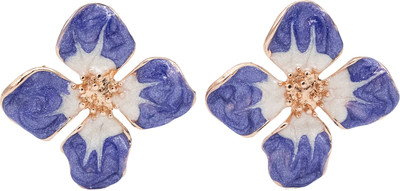 alya jewels Blue White Flower Alloy Stud Earring