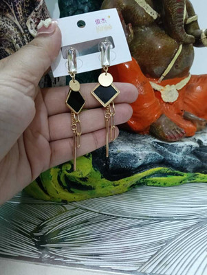 DiegoEnterprise 18k Gold Plated Large Square Stainless Steel Anti Tarnish Earrings Stainless Steel Drops & Danglers