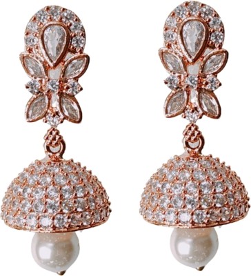 Gehney joy of jewels JE55-DROP-ROSEGOLD-JHUMKA-EARRING Crystal Copper Drops & Danglers