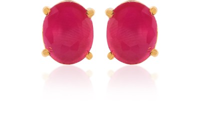 memoir Brass Micron Goldplated Imitation Ruby Stud Earrings Fashion Women Ruby Brass Stud Earring