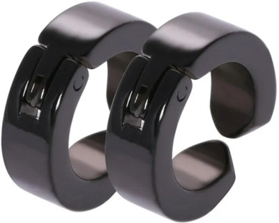 Vedansh Piyush Enterprises Stylish Black Colour Magnetic Unisex Hoop Stud Earrings Stainless Steel Hoop Earring