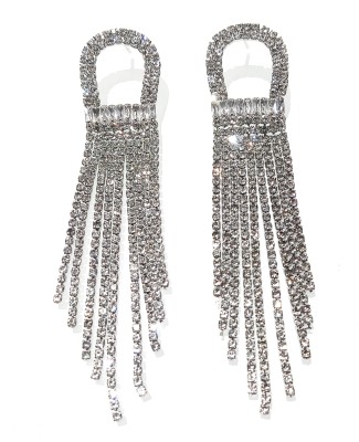 La Belleza Tassel Drop Dangler (Silver) Cubic Zirconia Alloy Tassel Earring, Drops & Danglers