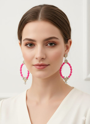 mayas natural product Pink Aura Hoops Alloy Hoop Earring