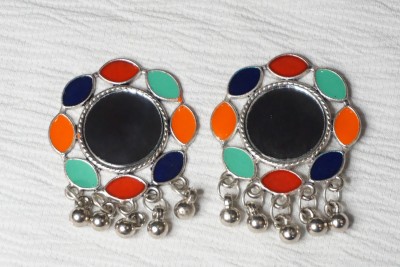 PEEKABOOONLINE MULTICOLOUR MIRROR OXIDISED EARRINGS Alloy Stud Earring