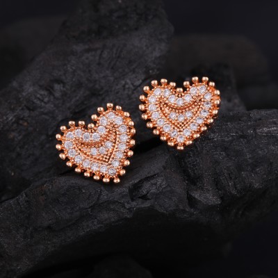 BELWICK American Diamond Rose Gold Bali Earrings Diamond Bronze Stud Earring