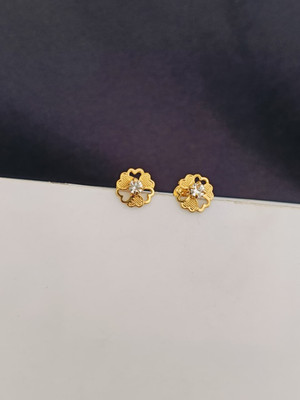 Kowsalya Gold Covering WOMEN STUD Diamond Brass Stud Earring