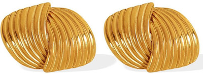 vien Fashion Retro Geometric Scalloped Stripes Cross Hoop Steel Earring for Women Stainless Steel Stud Earring