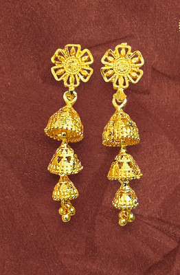 SaI Premium Micro Gold Plated Long Earrings for Women & Girls Brass Drops & Danglers
