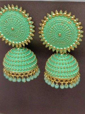 edition fashion hub sea green jhumka earring Beads Alloy Jhumki Earring