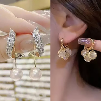 Glamshe New Trending Combo Pack Of 2 Korean Stud Earrings For Women and Girls Alloy Earring Set