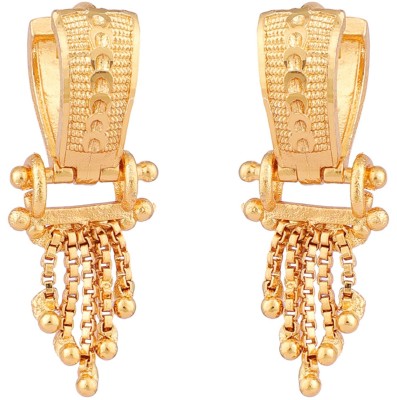 CHARMING JEWELS Decent Look Gold Plated Tasselled Lightweight Hoop Earrings_CJ Brass Hoop Earring