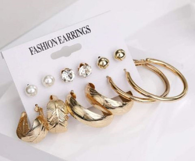 DENICRAAS Multi combo gold plated hoop earrings and studs Iolite Alloy Hoop Earring, Stud Earring