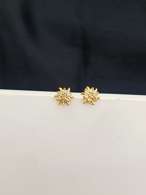 Kowsalya Gold Covering WOMEN STUD Diamond Brass Stud Earring