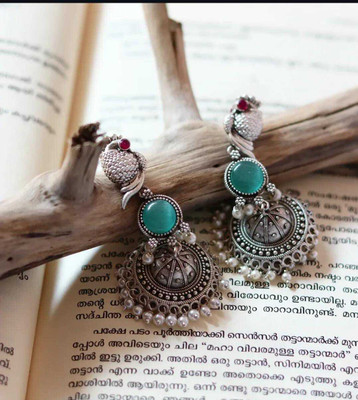 DANGAR ENTERPRISE Peacock Silver Oxidised Traditional Jhumka Earings Silver Jumki Alloy Stud Earring