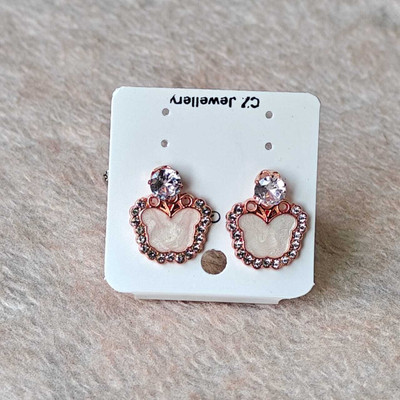 Havkystan Ear Rings-Rose Gold 01 White Zircon Alloy Stud Earring