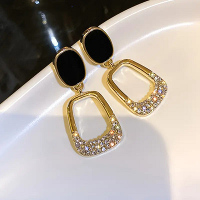 Kalka Fashion Korean Square Rhinestones Jewelry Geometric Dangle Earrings Cubic Zirconia Alloy Drops & Danglers