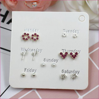 JDENTERPRISES Pack of 7 Weekly Stud Earrings for Women And Girls Alloy Stud Earring
