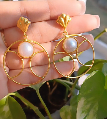 R S COLLECTION Paper like light weight pearl earrings Brass Stud Earring, Drops & Danglers, Earring Set