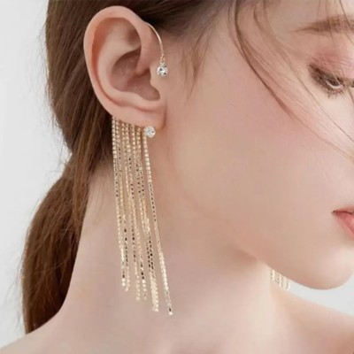 Vembley Vembley Korean Golden Studded Chain Tassels Ear Cuff Earrings For Women/Girls Alloy Cuff Earring