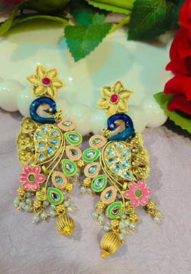 Anaika Mayuri Blossom Earrings Beads Brass Chandbali Earring