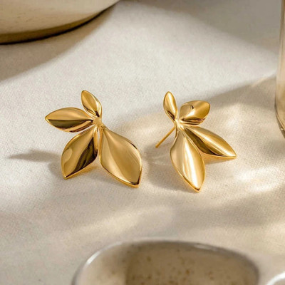 ADORNITY Stylish Half Floral Stud Earrings For Women Girls Korean Jewellery Alloy Stud Earring