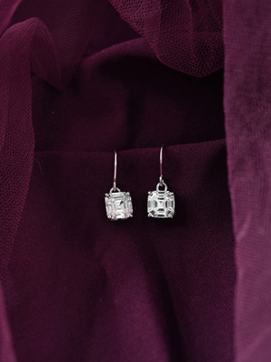 CLARA Asscher Solitaire Cubic Zirconia Sterling Silver Drops & Danglers