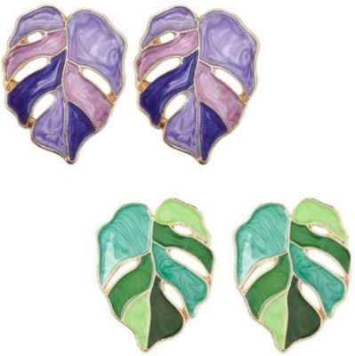 AKISON JEWELS Combo Floral Earrings Flower Earrings Leaf Earrings Korean Earrings Big Stud Alloy Stud Earring, Earring Set