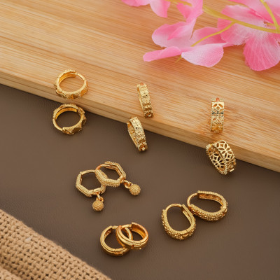 Sarthana Combo of 6 Brass Hoop Earring
