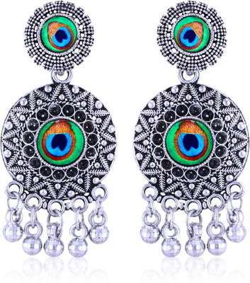 VIGHNAHARTA Oxidised Silver Allure Fancy Earring for Women and Girls German Silver Jhumki Earring