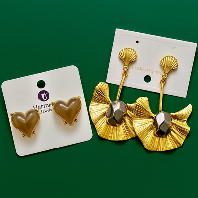 Jhumka Junction Stylish Heart & Leaf Design Combo Earrings Set Alloy Drops & Danglers