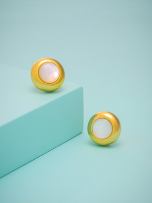Kushal's Fashion Jewellery Gold Gold-Plated Party Trendy Zircon Stud Earrings Zircon Copper Stud Earring