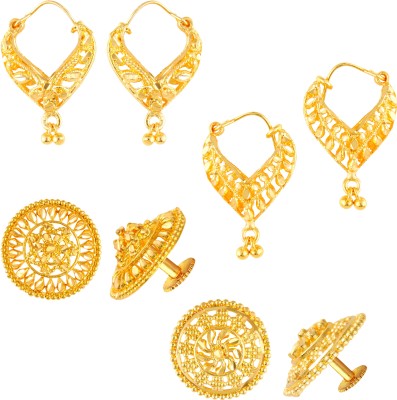 Divastri south indian earrings combo Maharashtrian traditional 1 gram gold screw party Ruby Brass, Copper, Stone, Alloy, Enamel, Metal Stud Earring