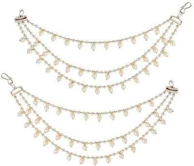 Kaima Earring 3 layred Chain Kaan Chain Earring chain golden Ear chain Earring Beads Brass Earring Set