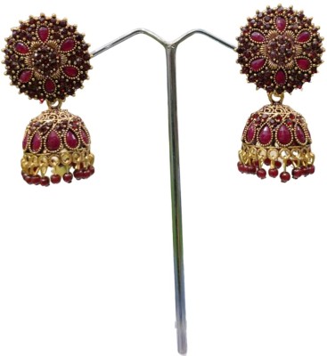 Mystory NEW COLLECTION -MEROON JHUMKI Beads Alloy Stud Earring