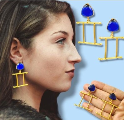 ZHhouse Real stone handmade earrings Brass, Stone Tassel Earring
