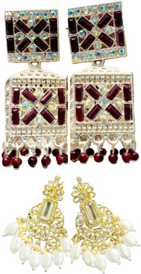 Hernger traders Earring-Box-009_02 & F&M_earring_White_05 Cubic Zirconia Alloy Earring Set