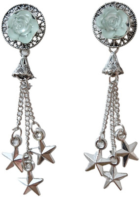 Nuwishtek Vintage Floral Star Dangle Earrings Metal Drops & Danglers