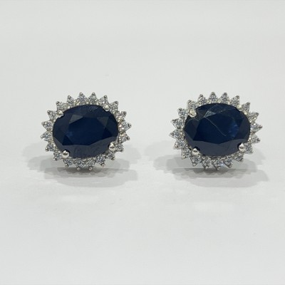 JEWELBYMADANE Blue Diamond Fancy Women's Earring's Zircon Sterling Silver Stud Earring