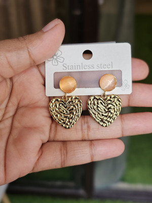 zarevia ZAREVIA Golden Heart Drop Earrings for Women & Girls Copper Drops & Danglers