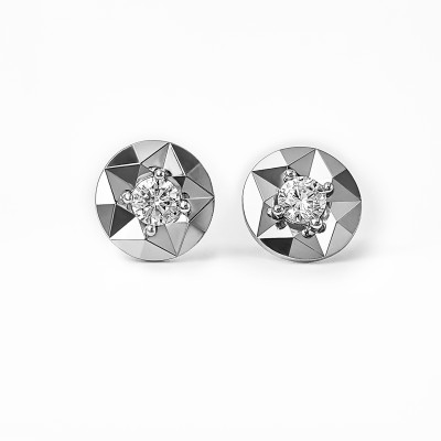 Silberry Silver Gemisphere Earrings Cubic Zirconia Sterling Silver Stud Earring