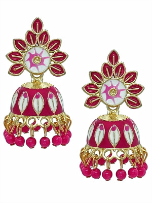 alysa Gold Plated Meenakari Traditional Temple Jhumka/Jhumki Earring For Women & Girls Alloy Jhumki Earring
