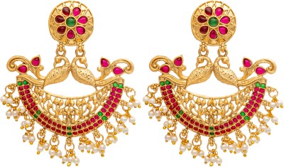 Shining Jewel Shining Jewel Traditional Indian Antique Gold Jewellery Chandbali Earrings Brass Chandbali Earring