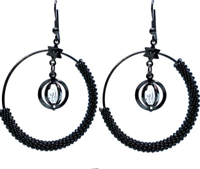 KoroStone Dongle Earring For Girl's & Women| Black Earring| Accessories Jewellery Cubic Zirconia Alloy Drops & Danglers