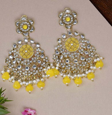 Meira Jewellery Kundan and Stone Studded Designer Heavy Earring Brass Drops & Danglers