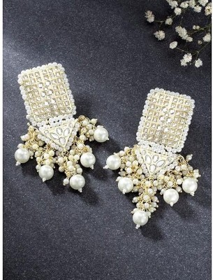 Visitart Hina Khan Inspired Kundan Earrings Cubic Zirconia Alloy Drops & Danglers